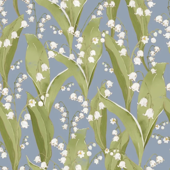 Dekornik Lily of valley blue background Kinderzimmer Tapete