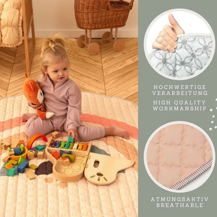 Hakuna Matte Gesteppte Krabbeldecke | Boho Rainbow – Bild 5